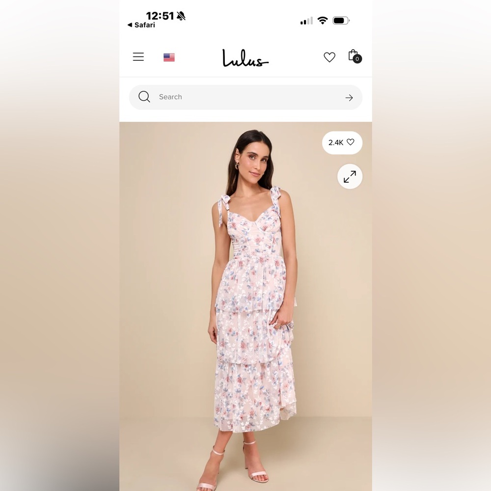 Lulu's Floral Pink Midi Dress
